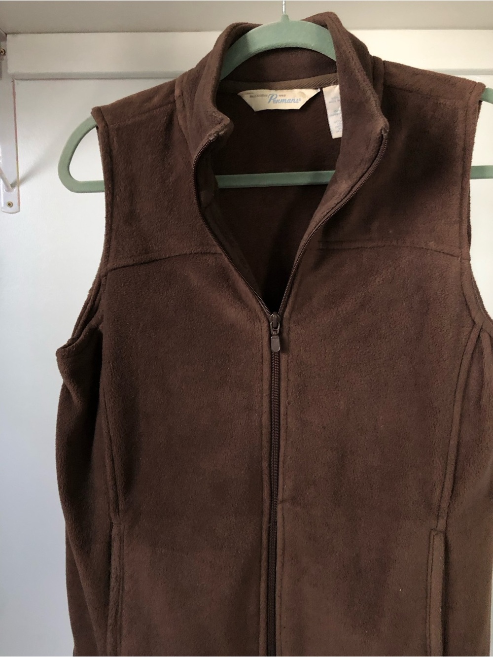 90s Y2k Penmans Soft Brown Fleece Zip-Up Vest Size M Gorpcore - Picture 3 of 9